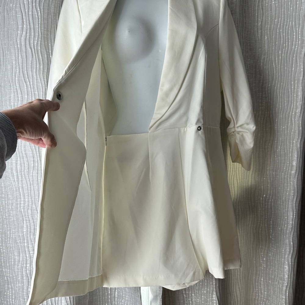 Fashion Nova Cream Shorts Romper Blazer